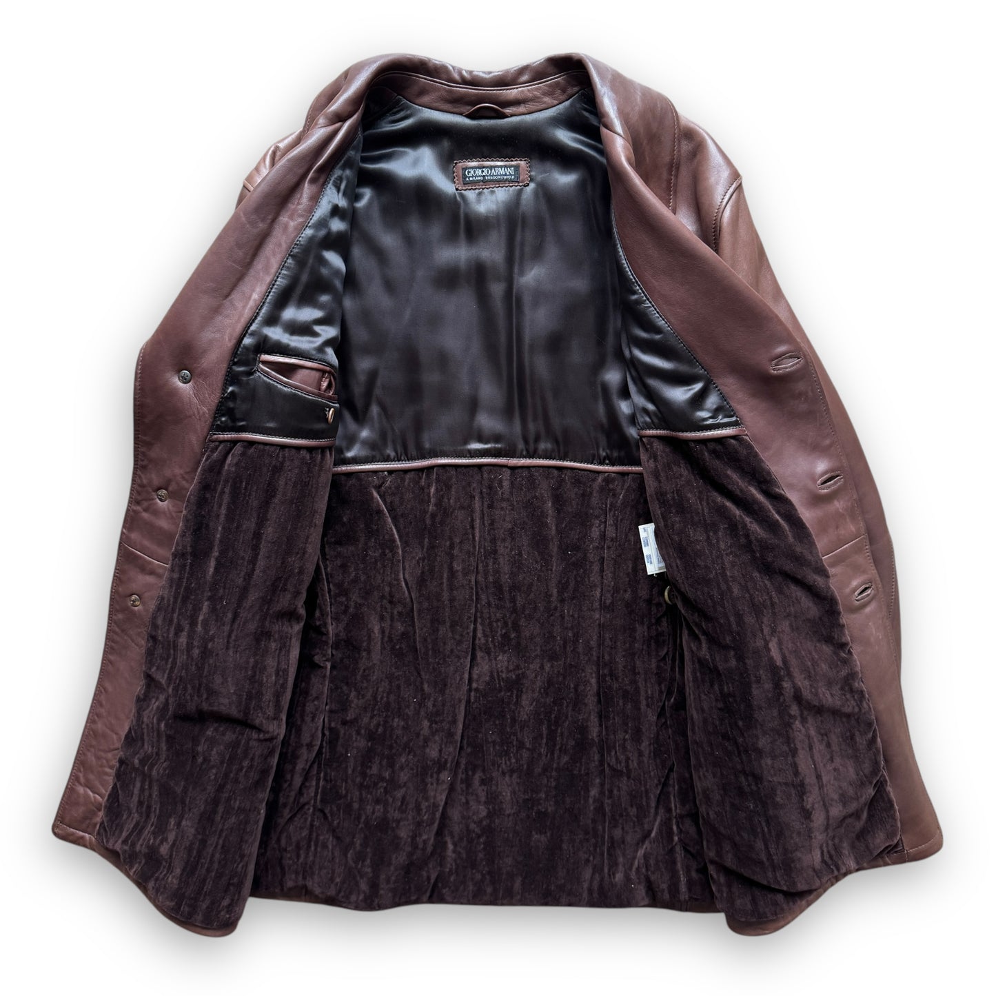 Giorgio Armani Borgonuovo 21 Padded Leather Overcoat - 1990s