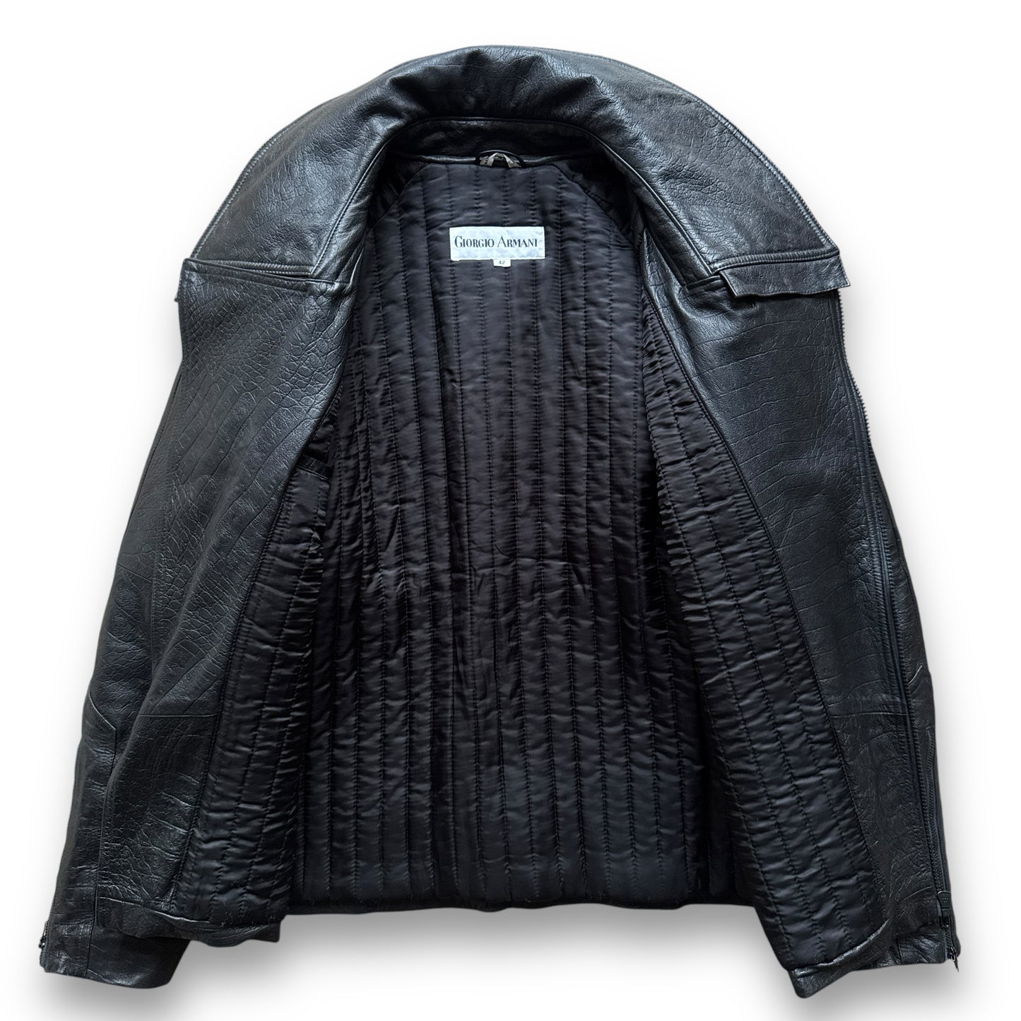 Giorgio Armani Modular Collar Asymmetrical Leather Jacket - 1980s