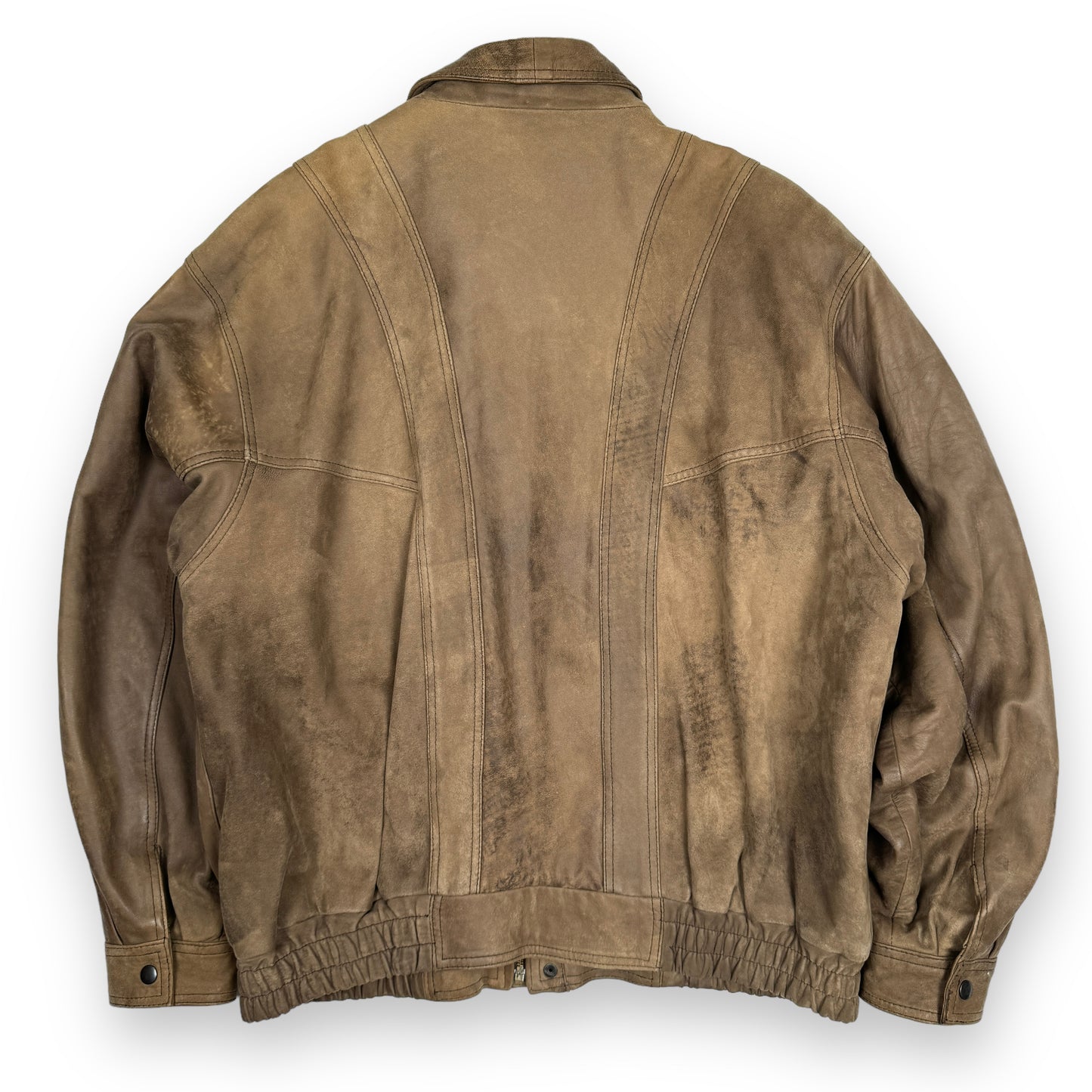 Vintage Genuine Leather/Suede Bomber Jacket with Map Lining