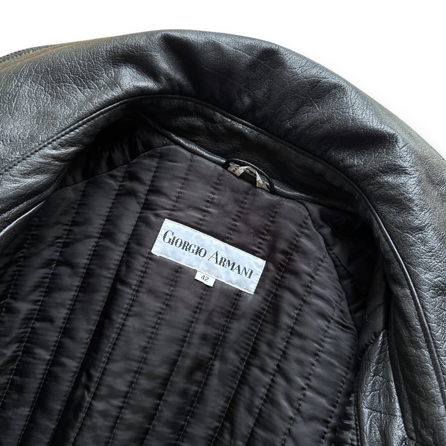 Giorgio Armani Modular Collar Asymmetrical Leather Jacket - 1980s
