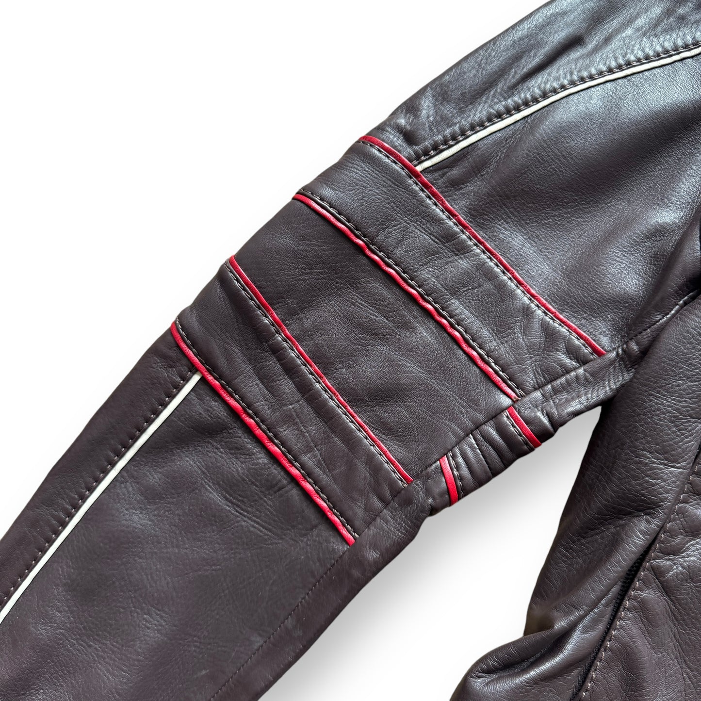 Prada Sport Leather Taped Seam Biker Jacket
