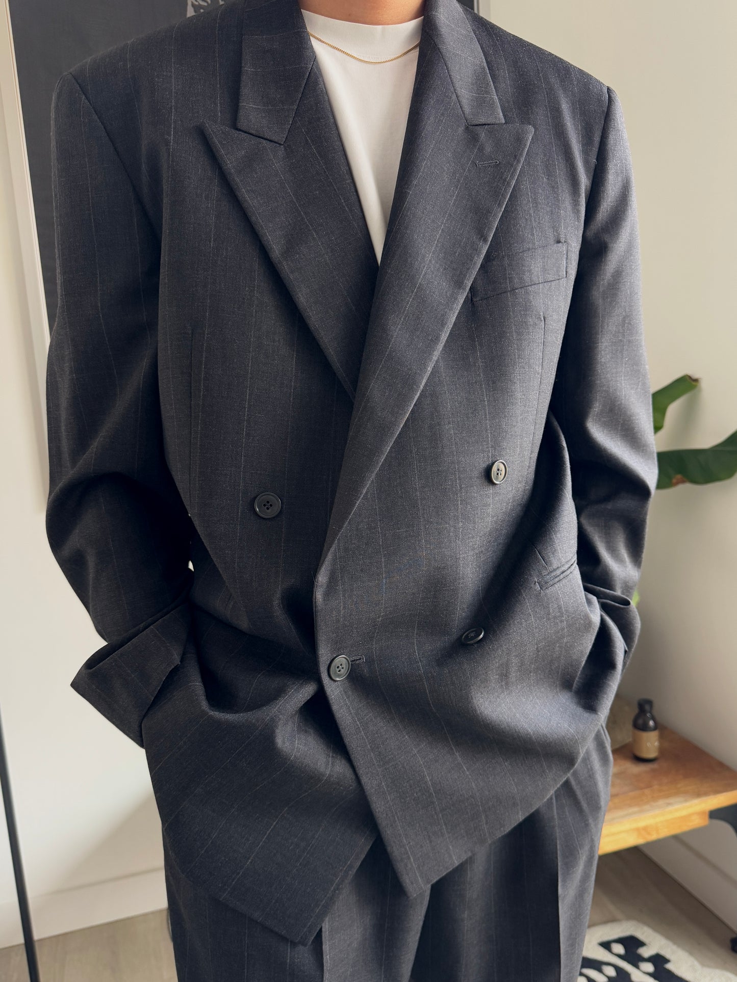 Giorgio Armani Double-Breasted Pinstripe Power Suit - 1980s