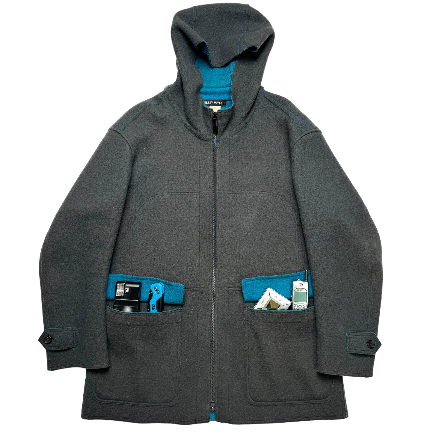 2004 Issey Miyake Wool Two-Tone Coat