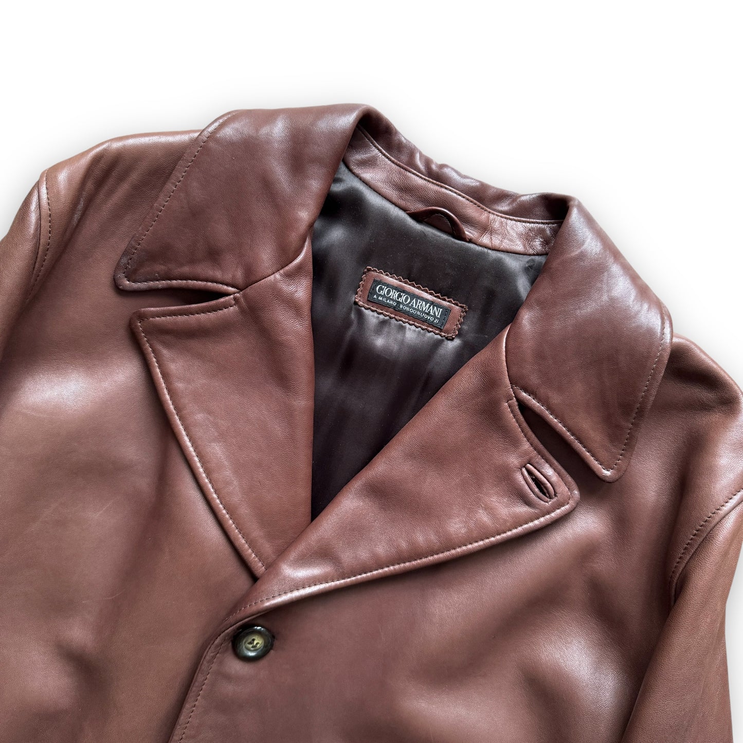 Giorgio Armani Borgonuovo 21 Padded Leather Overcoat - 1990s