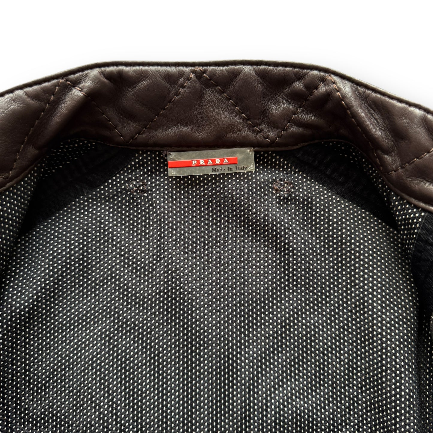 Prada Sport Leather Taped Seam Biker Jacket