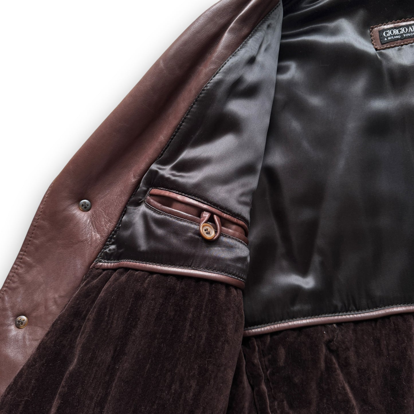 Giorgio Armani Borgonuovo 21 Padded Leather Overcoat - 1990s
