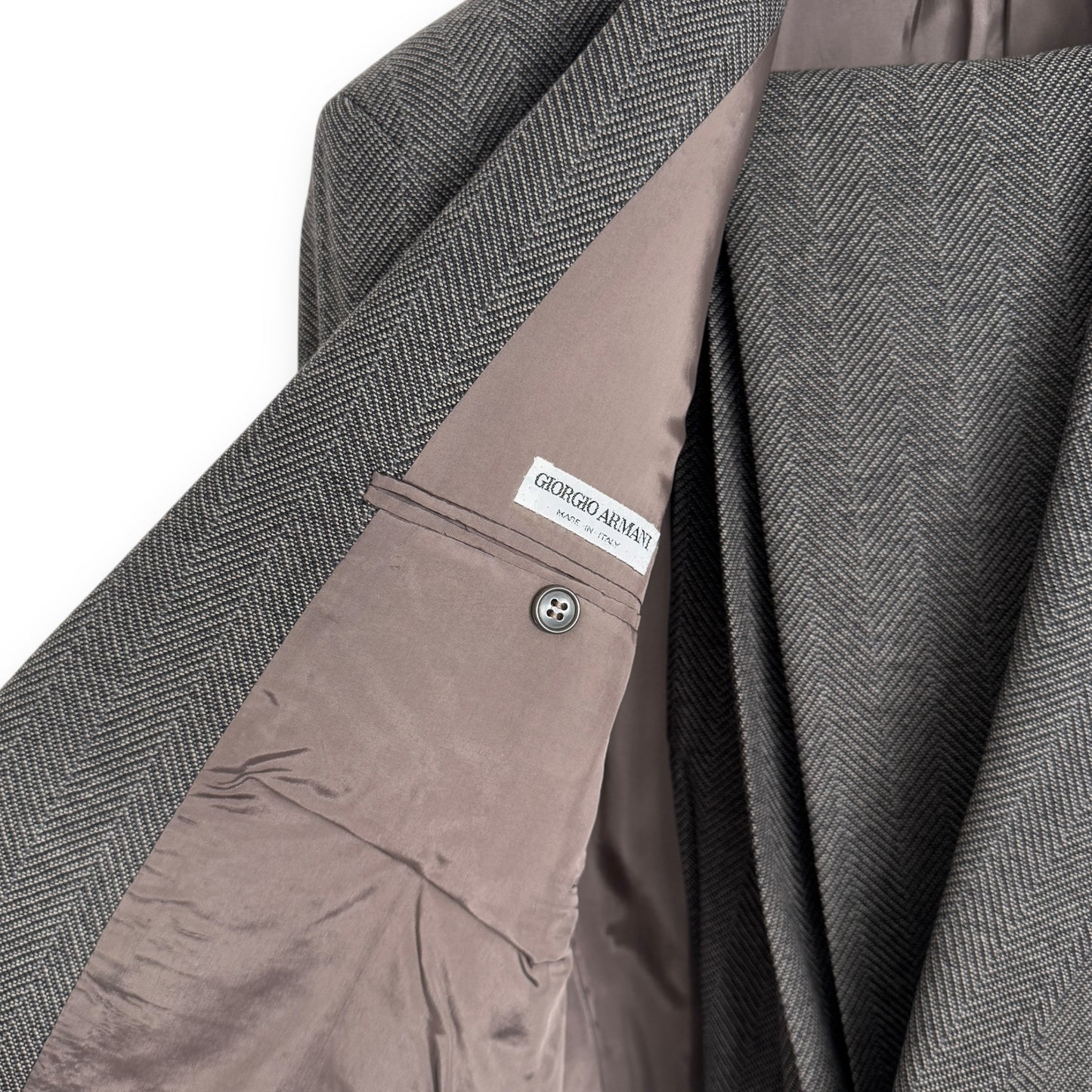 Giorgio Armani Herringbone 3-Button Double-Breasted Power Suit - 1980s