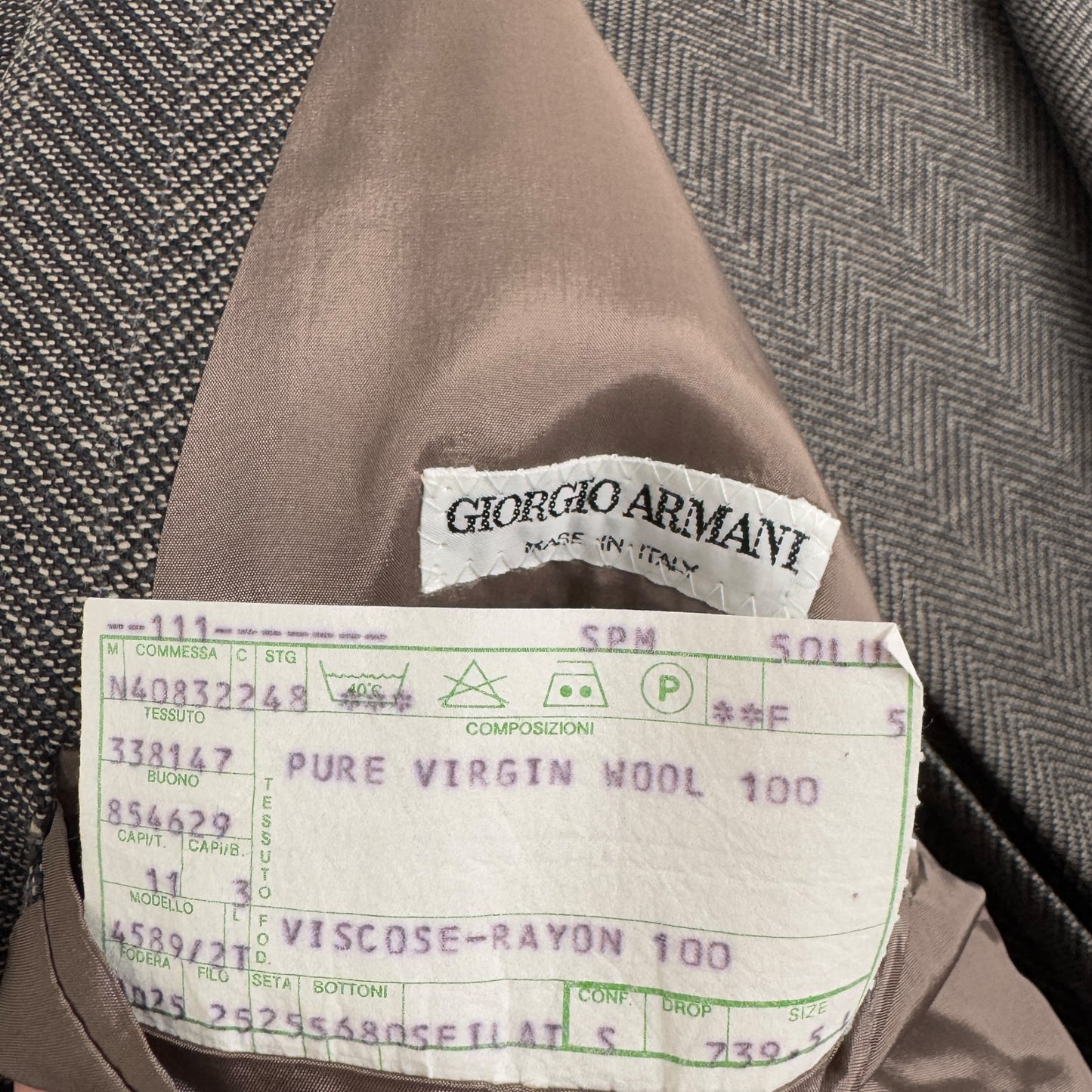 Giorgio Armani Herringbone 3-Button Double-Breasted Power Suit - 1980s