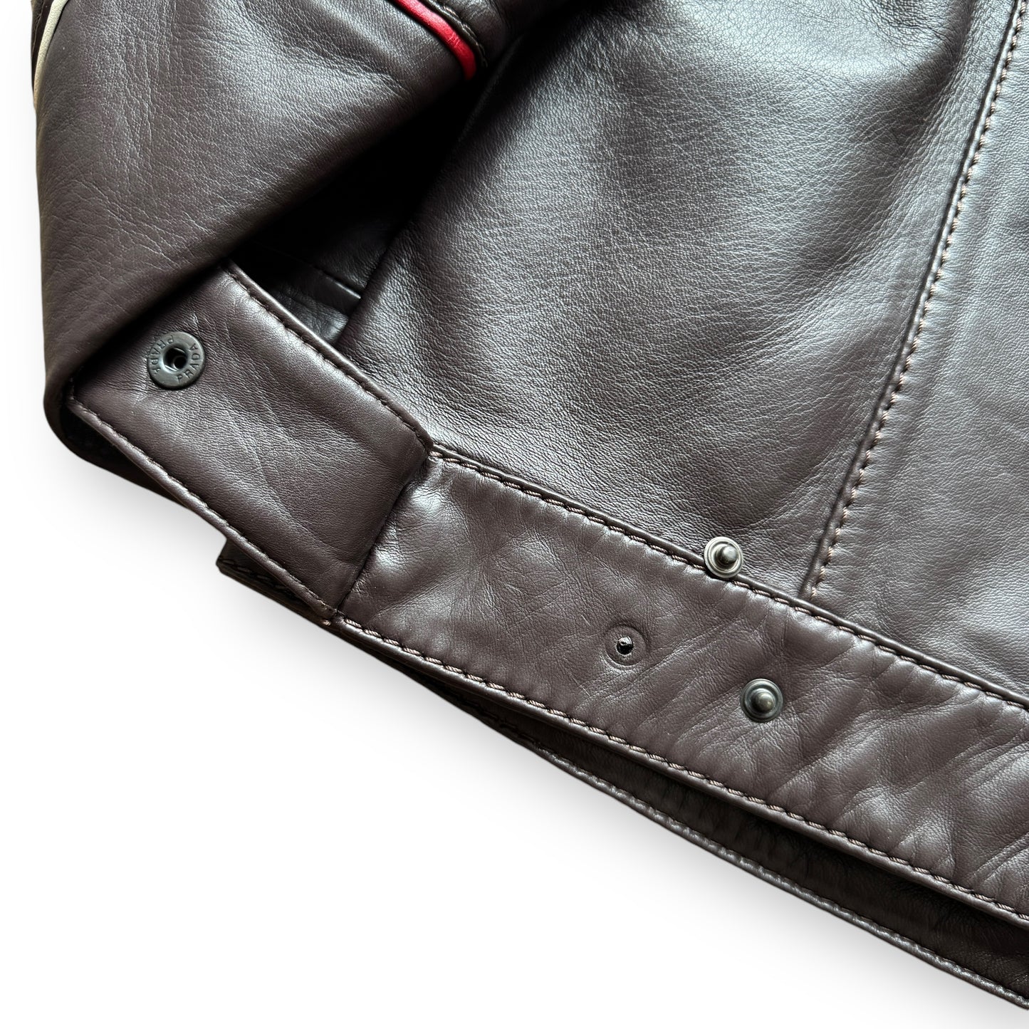 Prada Sport Leather Taped Seam Biker Jacket