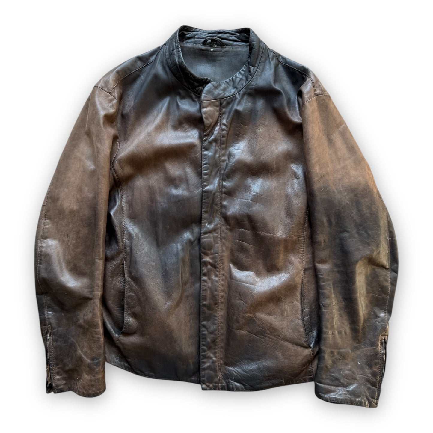 Giorgio Armani Black Label Natural Fade Leather Jacket - 2000s