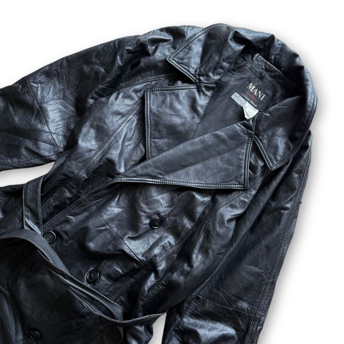 Mani by Giorgio Armani Leather Overcoat - 1980s