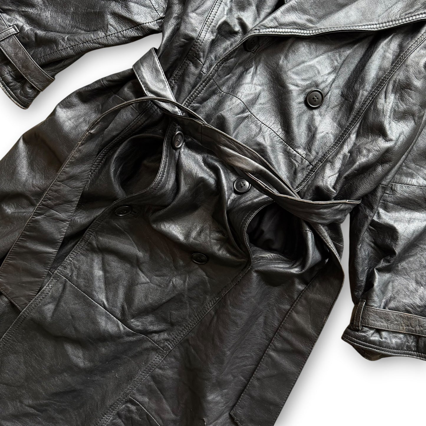 Mani by Giorgio Armani Leather Overcoat - 1980s