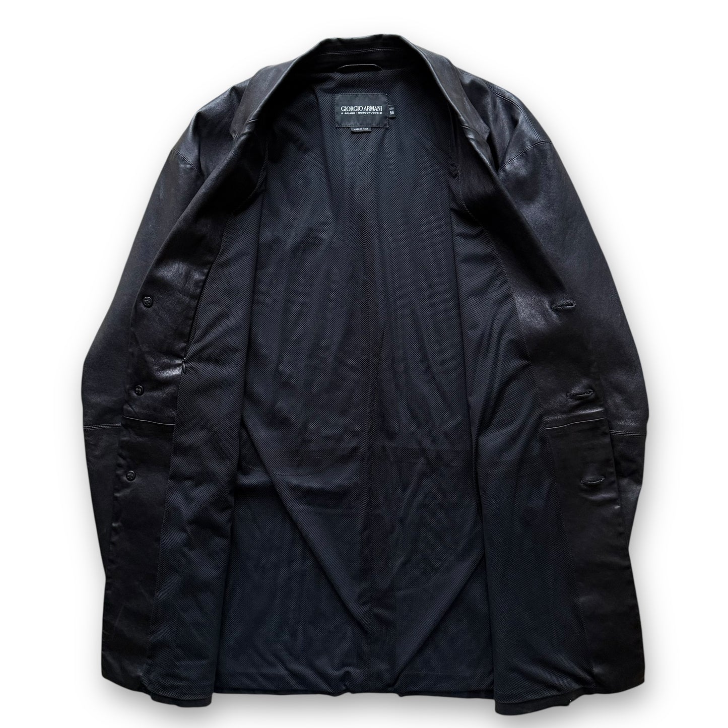 Giorgio Armani ‘Borgonuovo 21’ Leather 3-Button Coat