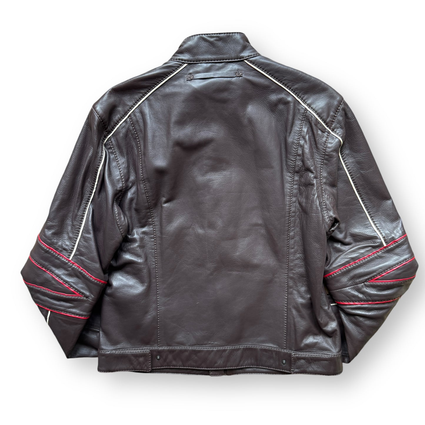 Prada Sport Leather Taped Seam Biker Jacket