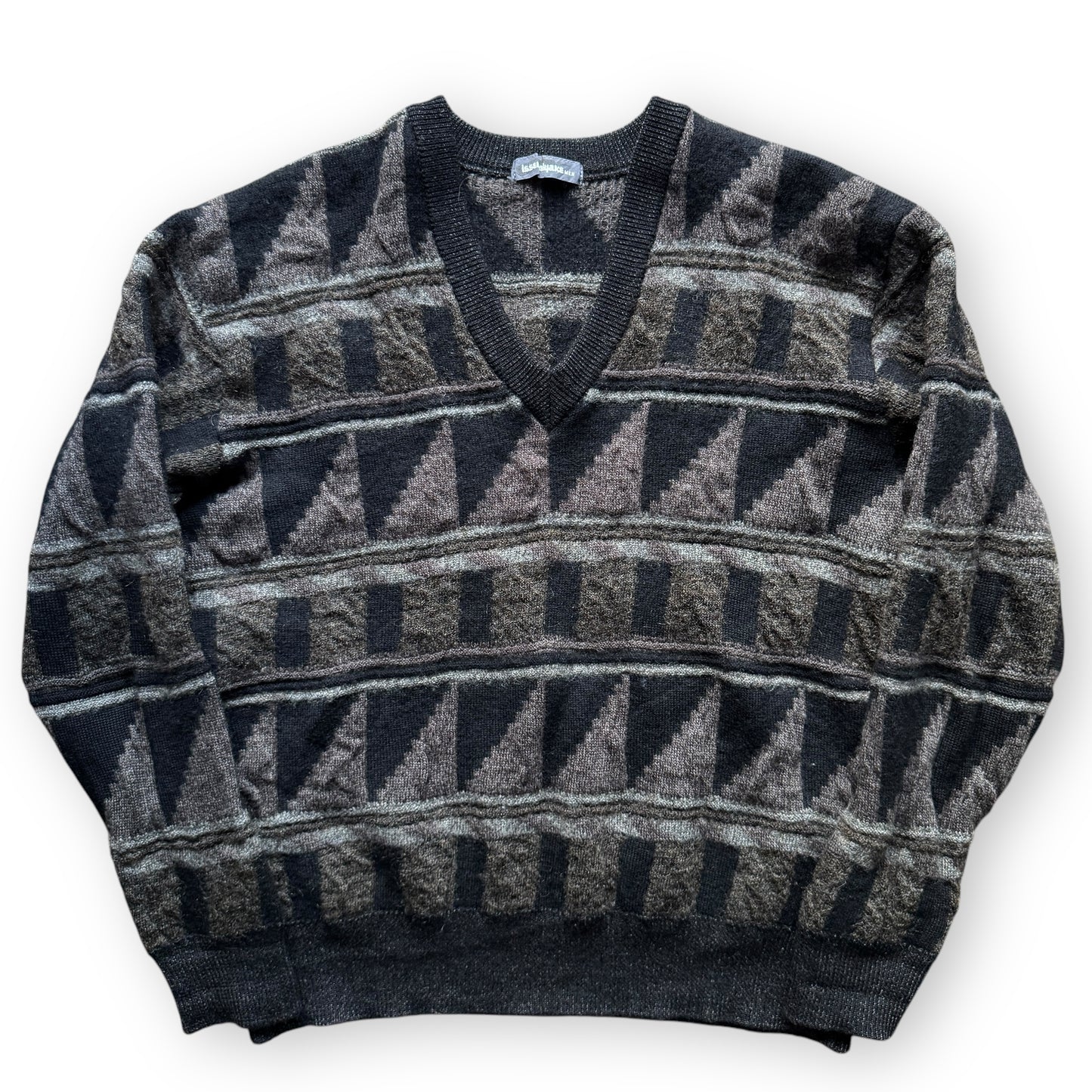 Issey Miyake Patterned V-Neck Sweater - 1980s