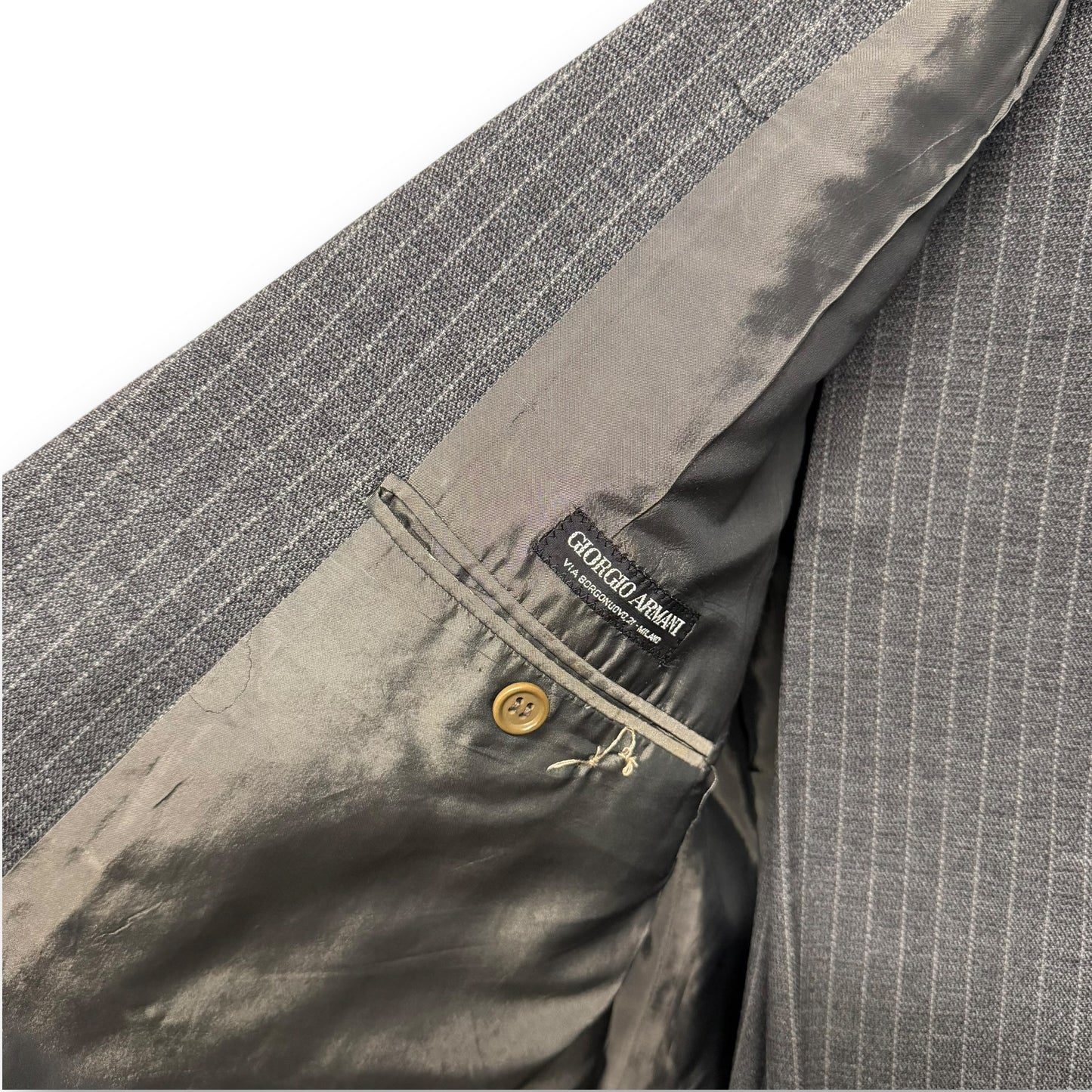 Giorgio Armani ‘Borgonuovo 21’ Double-Breasted Pinstripe Power Suit - 1980s