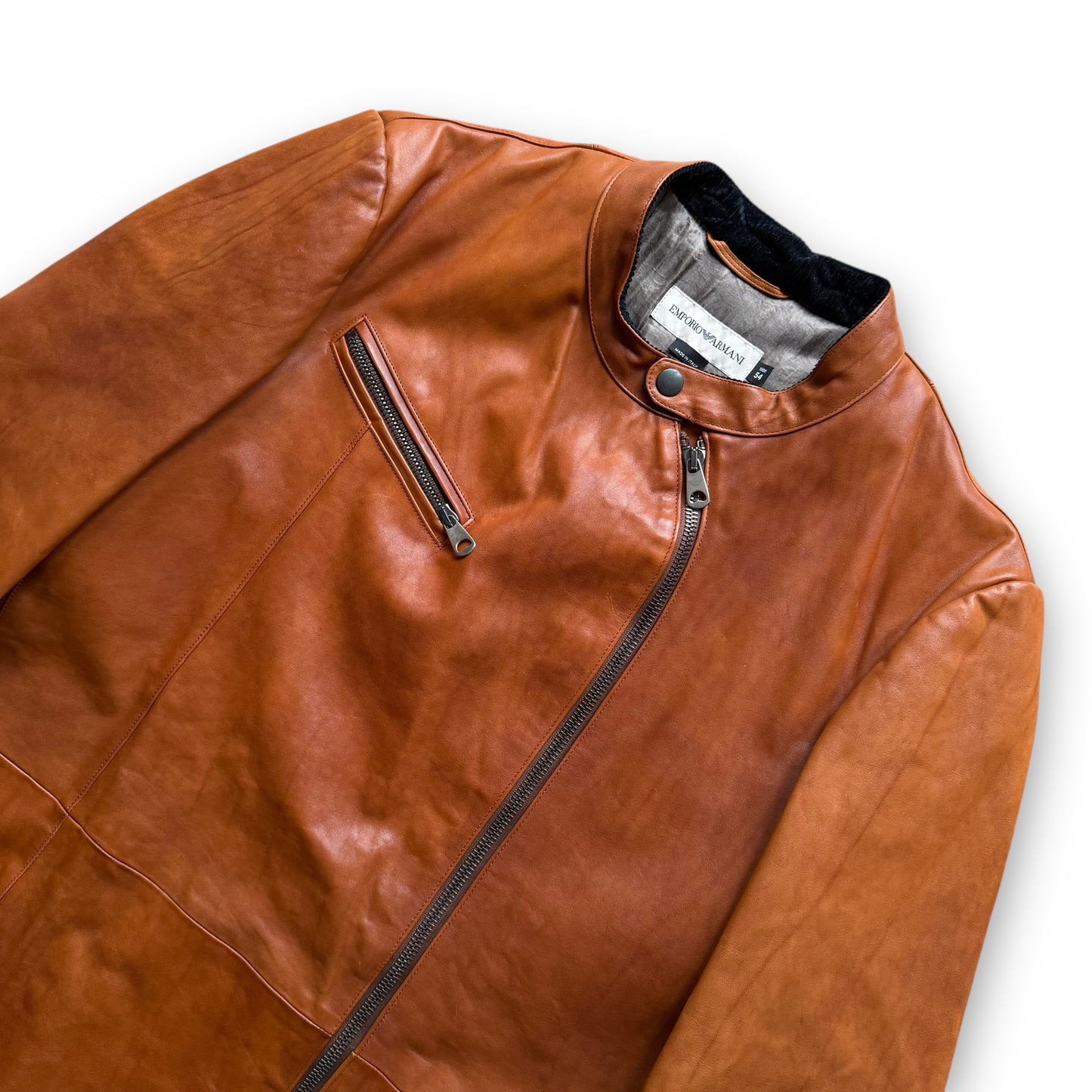 Emporio Armani Asymmetrical Calf Leather Jacket - 1990s