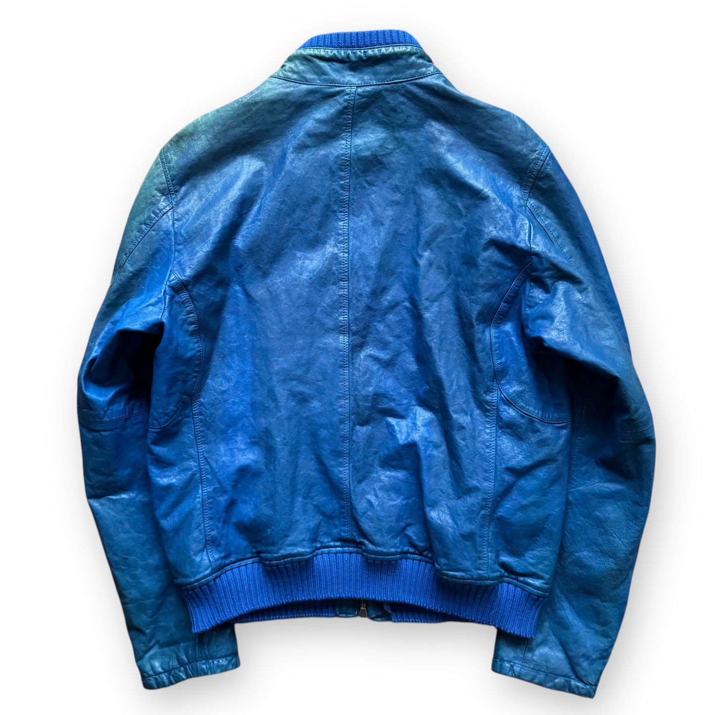 Emporio Armani Blue Faded Leather Jacket