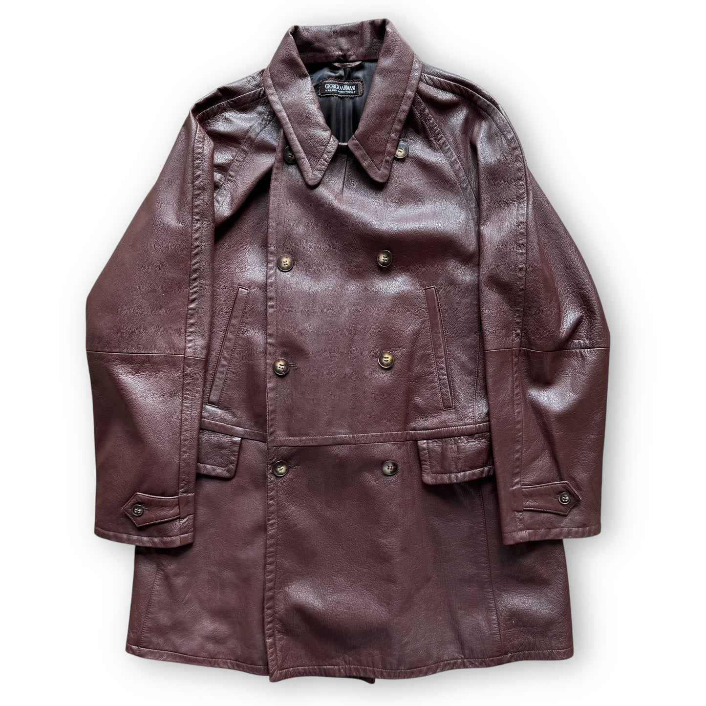 Giorgio Armani ‘Borgonuovo 21’ Double-Breasted Goat Leather Coat