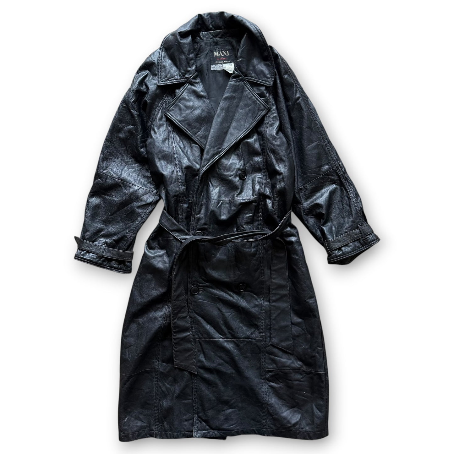 Mani by Giorgio Armani Leather Overcoat - 1980s