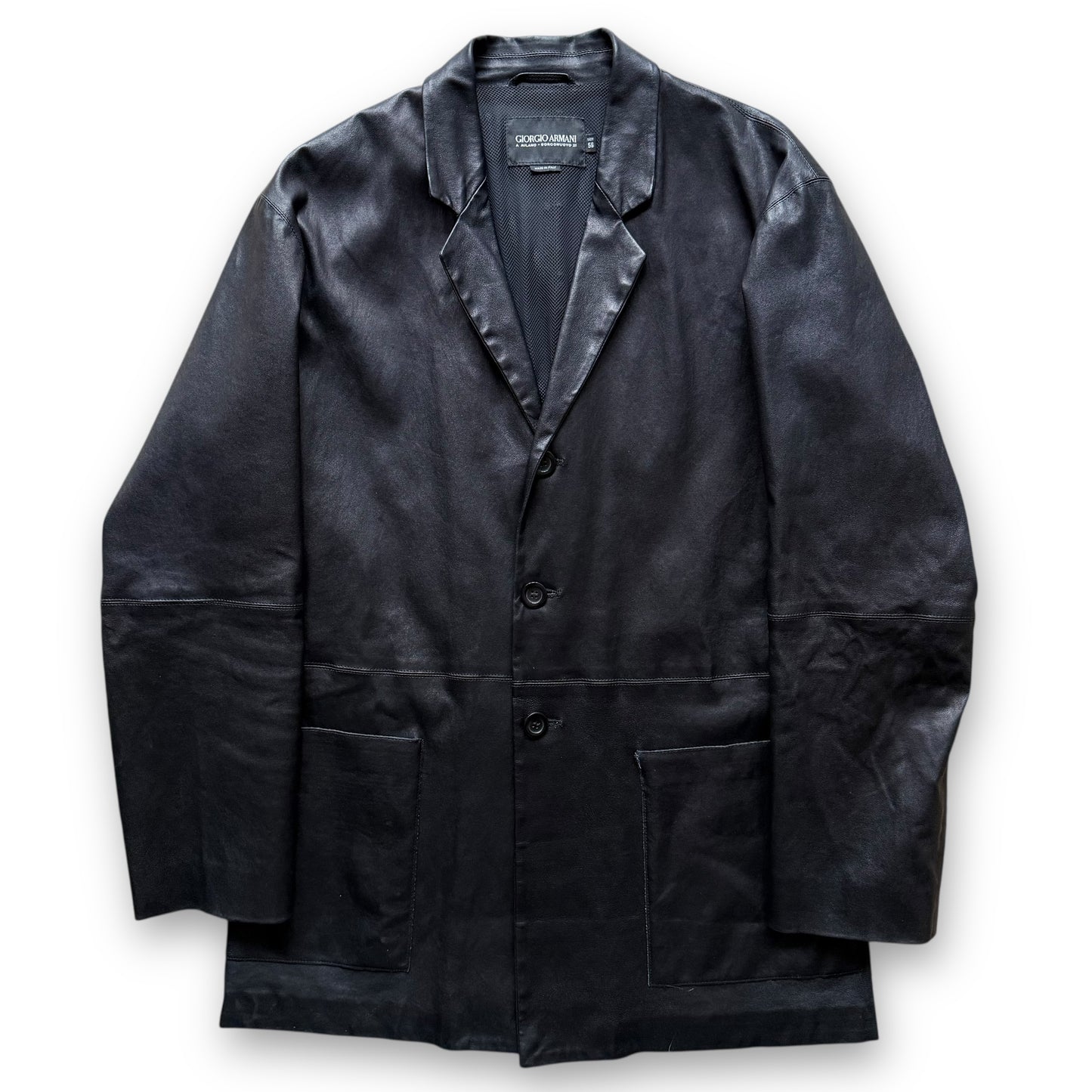 Giorgio Armani ‘Borgonuovo 21’ Leather 3-Button Coat