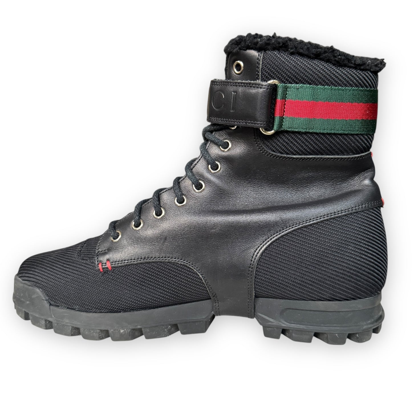 Gucci Shearling Lined Leather/Ballistic Nylon Combat Boot