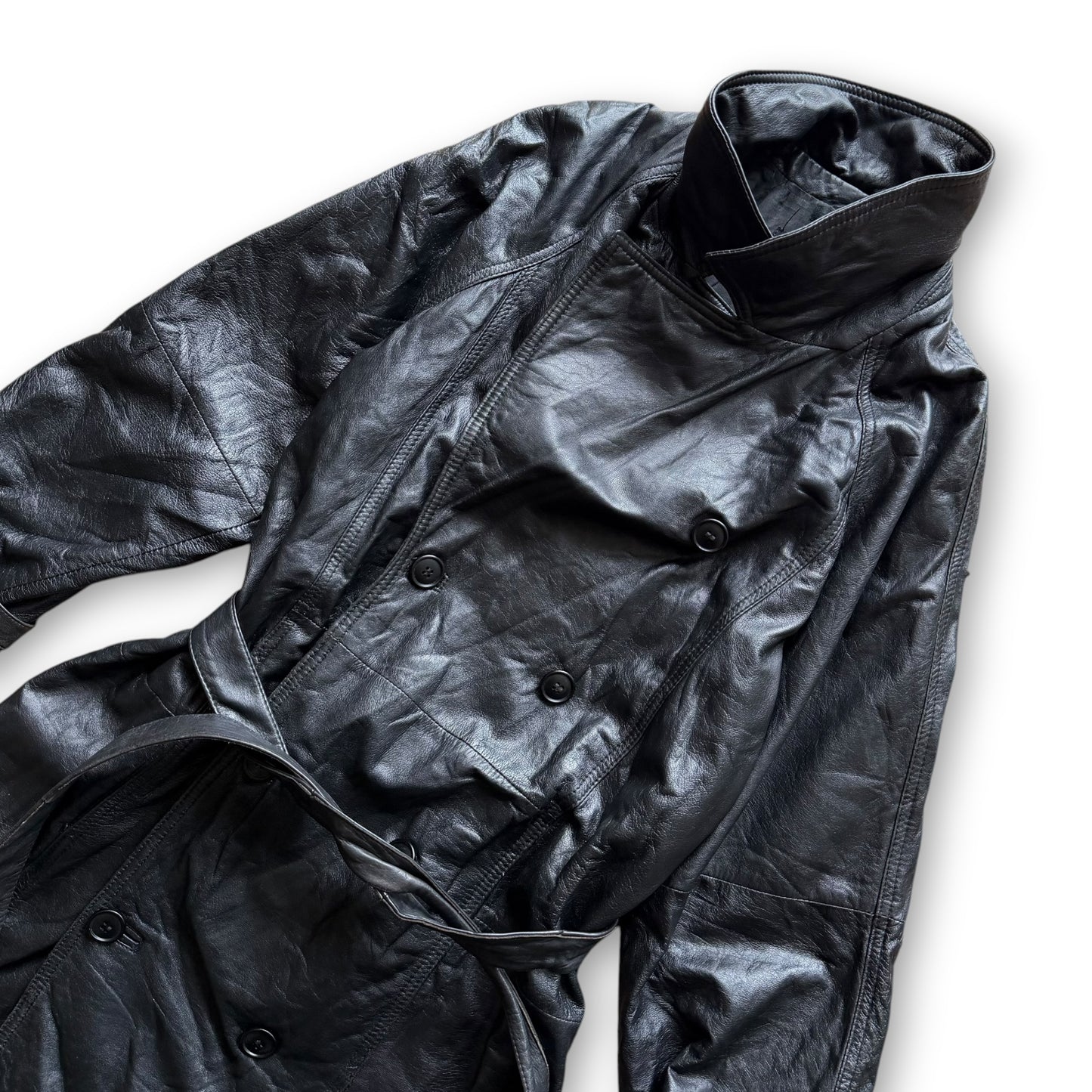 Mani by Giorgio Armani Leather Overcoat - 1980s