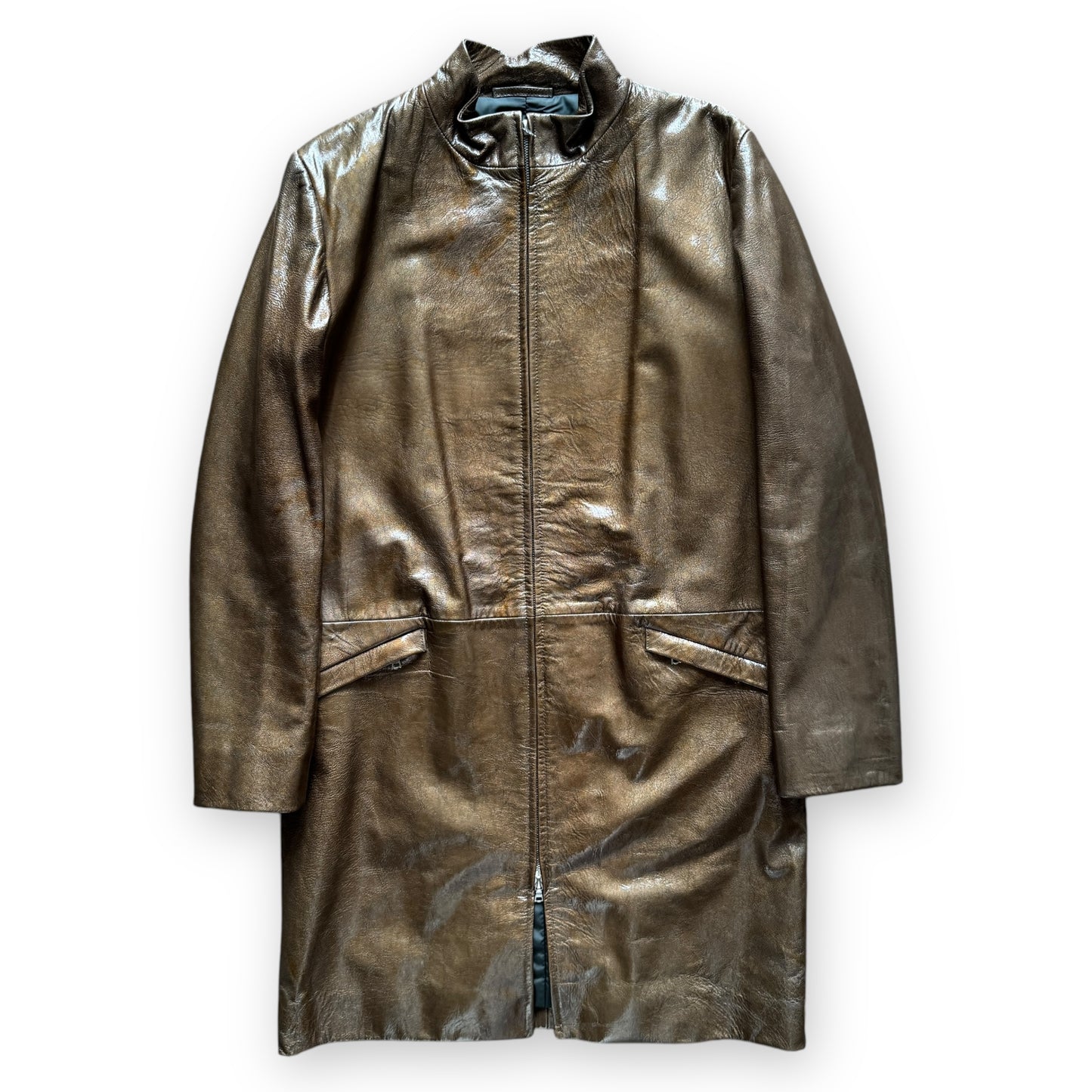 Miu Miu Bronze Patent Leather Long Coat