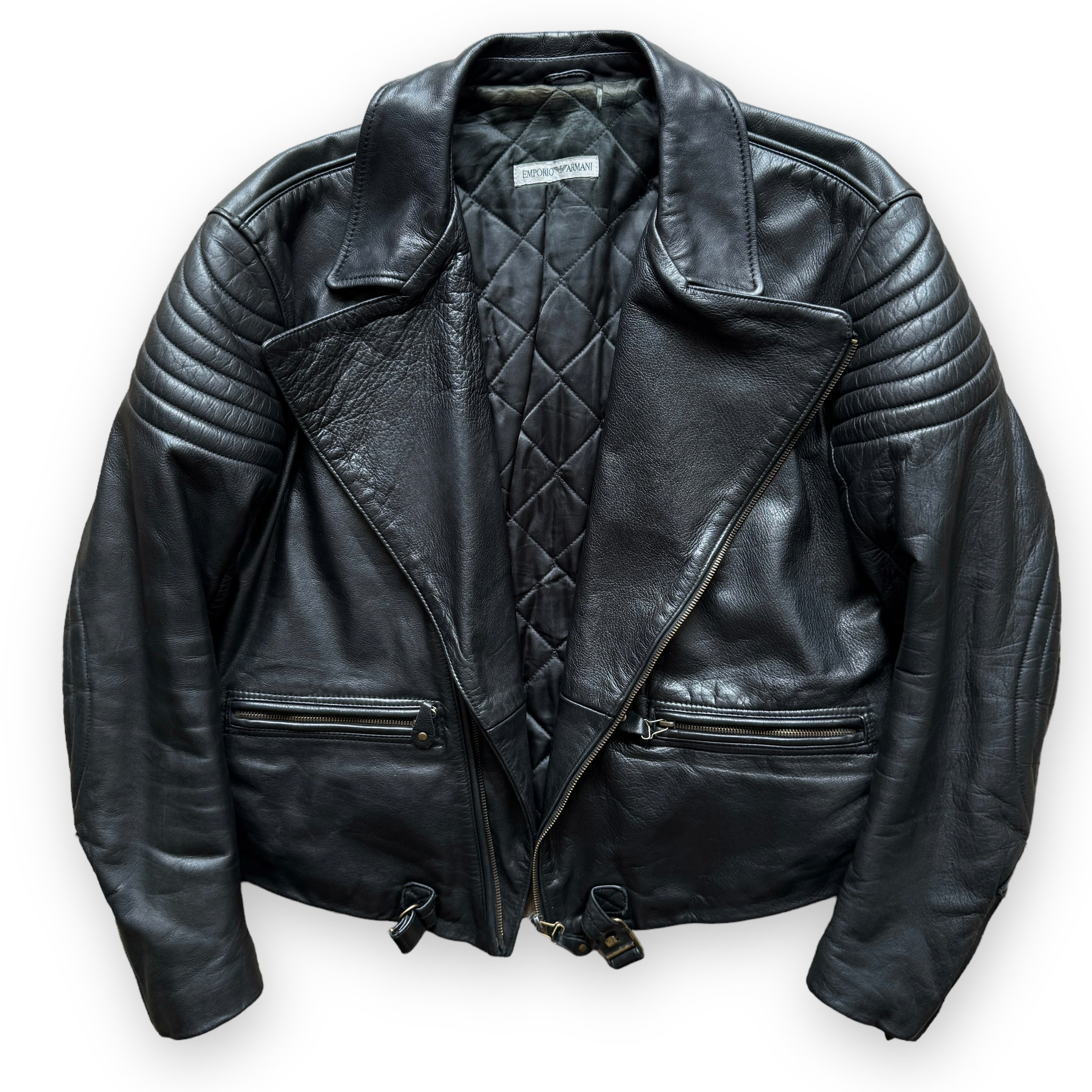 Armani leather biker jacket best sale