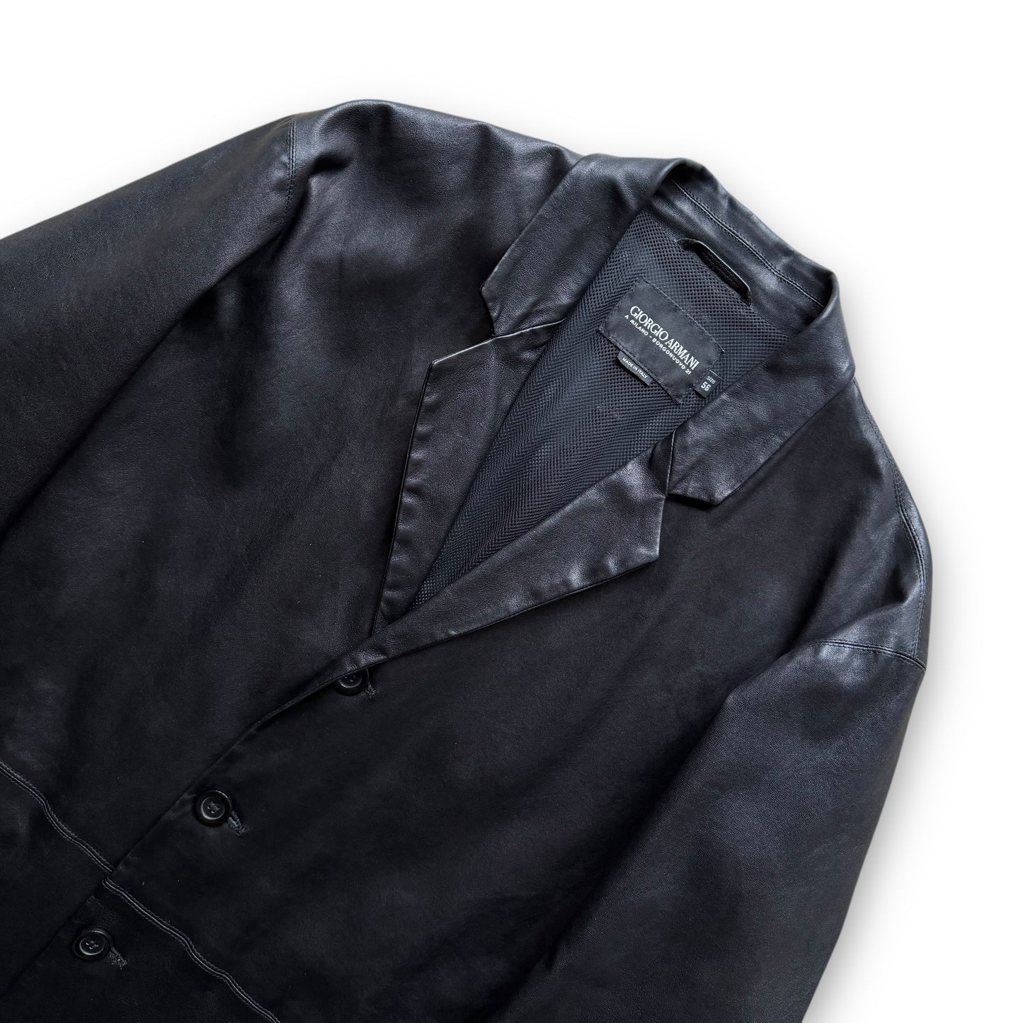 Giorgio Armani ‘Borgonuovo 21’ Leather 3-Button Coat